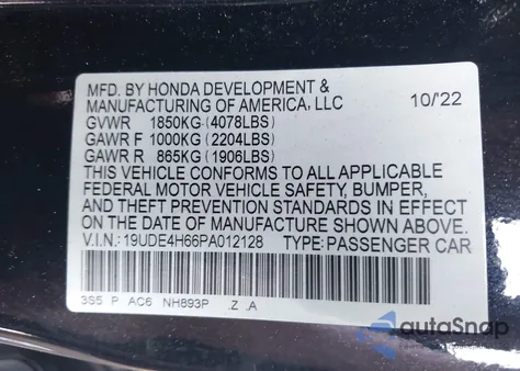 2023 Acura Integra A-Spec Technology from USA, damaged, VIN 19UDE4H66PA012128